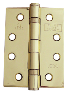 Set of Two 4" Heavy Duty Ball Bearing Hinges - Polished Brass